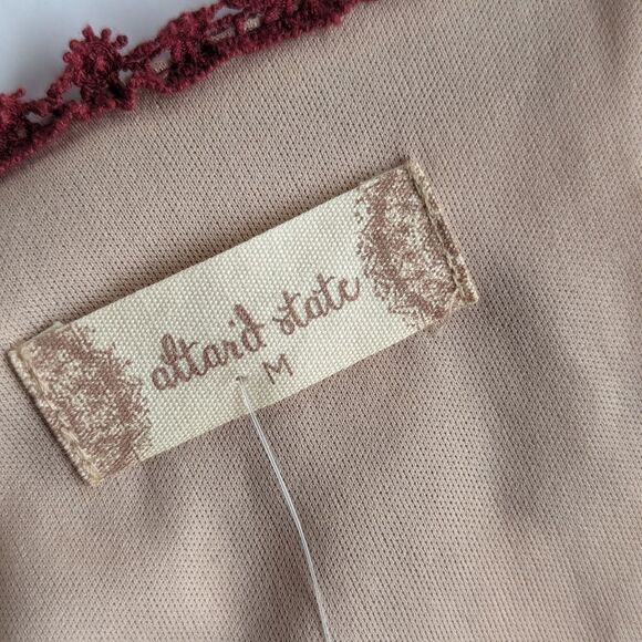 Altar'd State Y2K Embroidered Lace Mesh Floral Crop Top in Wine Sz M NWT - Picture 8 of 14